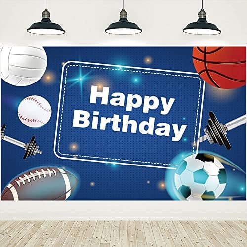 ספורט נושא שמח יום הולדת רקע מסיבת יום הולדת צילום רקע כדורסל כדורגל משחק כדורגל בייסבול ילדים בני מסיבת יום הולדת