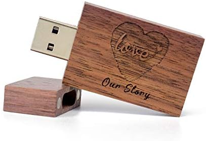 כונן פלאש USB 3.0 64GB עם קופסת תמונות - חרוט ב'סיפור שלנו 'ועיצוב הלב שלנו, ליום השנה, לחתונה ולצילום