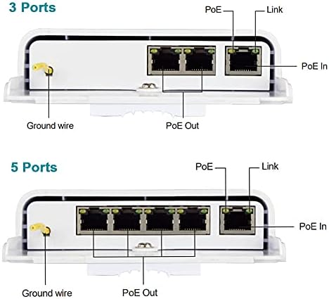 Centropower 5 יציאה חיצונית מתג פו/מאריך/בוסטרים, 60W 48V 10/100/1000 מ 'מתג מעבר פו מתג Ethernet Ethernet