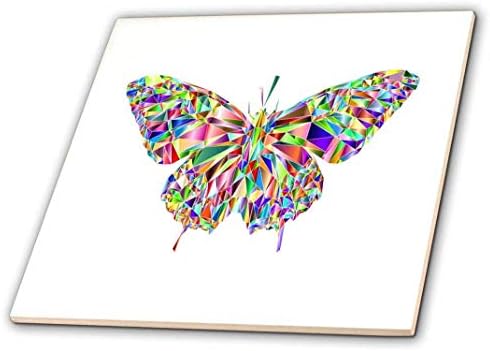 תמונת 3 של פרפר גדול ומטאלי צבעוני גדול 6 אינץ 'אריחים דקורטיביים, קרמיקה, ברור