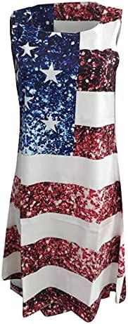 4 בגד ים כיסוי קופצים לנשים חוף אמריקאי דגל פטריוטית שמלה קיצית מזדמן שרוולים חולצה שמלה