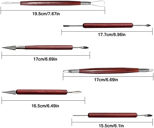 6 יחידות סט של פולימר חימר דוגמנות כלים עבור חרס פיסול, קרמיקה חימר זמירה וחיתוך ערכת, גילוף כלים
