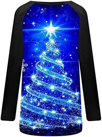 נשים של חג המולד מקרית טוניקת חולצות עבור חותלות חג המולד ארוך שרוול צווארון עגול חולצות כושר רופף מודפס חולצות