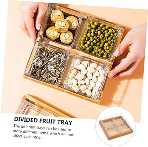 Luxshiny 1 SET מיכלי פירות מיובשים עם מכסים קערות פרי מגשי פירות ציוד מסיבות עץ מעץ, זכוכית