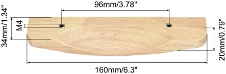 UXCell 4PCS משיכות עץ מושכות, 3.78 אינץ 'מרחק עץ מלא מושך 6.3 אורך כולל לידיות מטבח, ידיות מגירה,