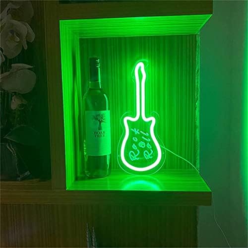 גיטרה DVTEL LED שלט ניאון שלט LED דוגמנות אור אותיות זוהרות שלט לוח אקרילי ניאון אור דקורטיבי, 32x22 סמ,