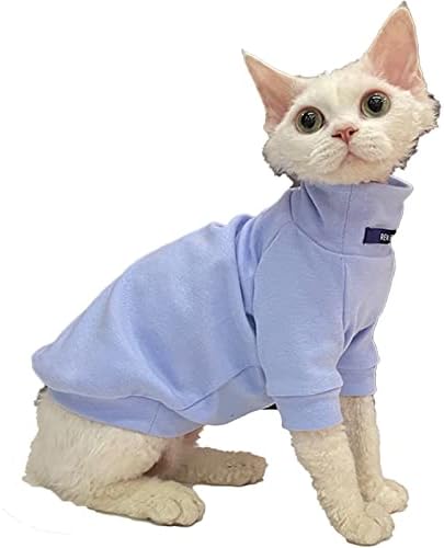 חולצות חתולים של Sphynx לחתולים רק אביב קיץ כותנה חולצות טריקו בצבע אחיד צווארון גבוה סוודר חולצת חתלתול בגדים