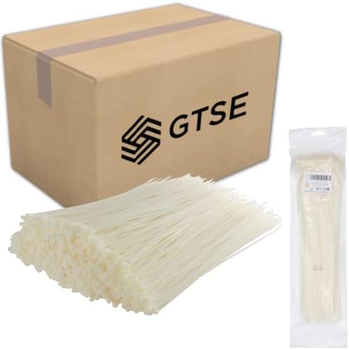GTSE 14 אינץ 'קשרי רוכסן לבנים/ברורים, 8,000 קבלנים בתפזורת חבילה, חוזק 50 קילוגרמים, קשרי כבל ניילון