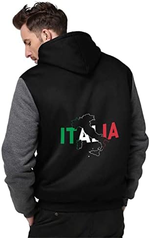 איטליה דגל מפת גברים של הסווטשרט לרכוס ארוך שרוול חולצה עבה מעיל סלעית סוודר מעיל עם כיסים