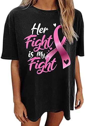חולצות לנשים גרפי, טי חולצות מניעת סרטן שד הדפסת מזדמן קצר שרוול צווארון עגול גדול חולצות