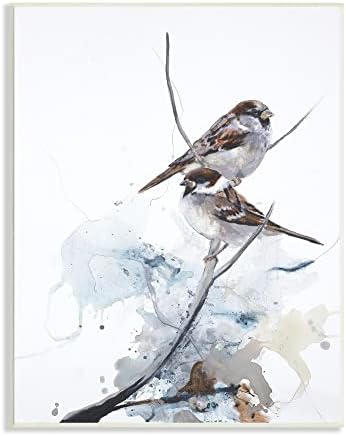 תעשיות Stupell Sparrow שלווה זוג מופשט סניף צבעי צבעי מים, מעוצב על ידי עיצוב פבריקן וול פלאק, 13 x