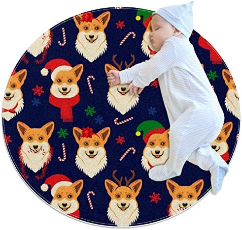 ילדים שטיח פליימת שטיחים זוחלים לתינוק, כלב מקסים עם כובע חג המולד פעוט חדר שינה משחק חדר משחק