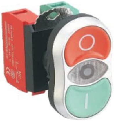 הקלד מתג כפתור כפול כפולה ירוק אדום 1 לא 1nc כפתור לחיצה מואר כפול IB22Z-R11F LED רגעי לחצן-כפתור-