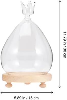 תצוגת זכוכית Luxshiny Cloche כיפה עם בסיס עץ צנצנת פעמון צנצנת תקנה נרתיק חממה דקורטיבית עבור בובת פעולה