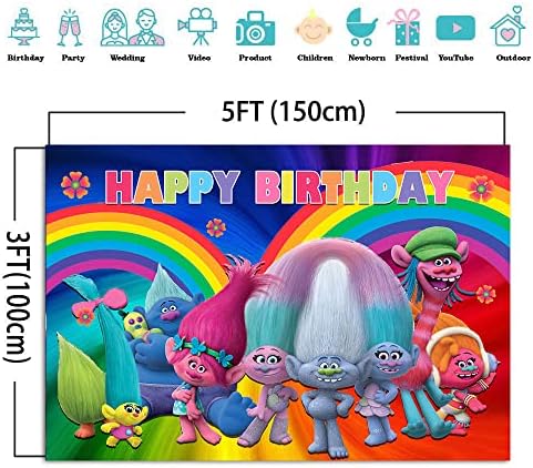 5 על 3 רגל קריקטורה אנימציה סרטים טרולים פרג תמונה רקע שמח מסיבת יום הולדת צילום תפאורות תינוק מקלחת עוגת