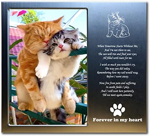 זיכרון חתול מתנה אישית מתכת-לחיות מחמד זיכרון תמונה מסגרת 4 * 6 עבור אובדן של חתולים.