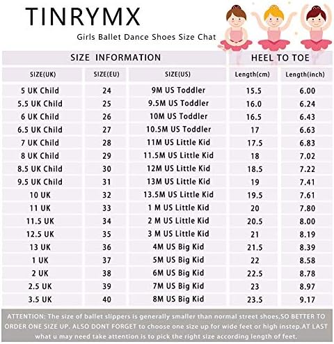 נעלי בלט של Tinrymx לבנות/פעוטות/ילדים -חבטות קנבס בלרינות ריקוד יוגה דירות