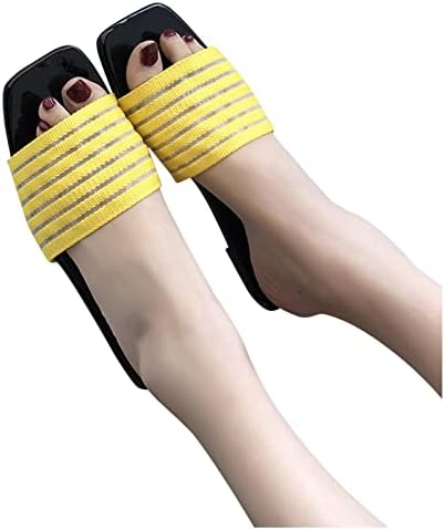 נעלי קיץ של xipcokm לנשים בוהן פתוחה מגלשות שקופיות שטוח