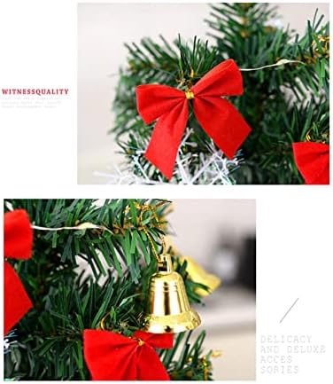סט עץ חג המולד מיני של Qonioi 24 '', עץ פינסטר של חג המולד המלאכותי עם אורות מיתר LED וקישוטים לקישוטים לחג