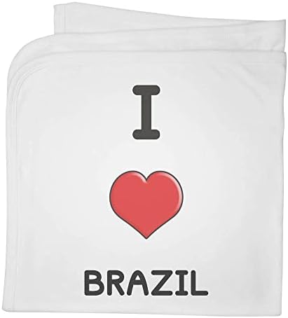 Azeeda 'אני אוהב את ברזיל' שמיכה / צעיף כותנה כותנה