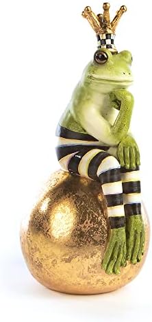 Mackenzie-Childs Fergal צפרדע על כדור, פסל צפרדע חמוד, קישוט צפרדע ייחודי