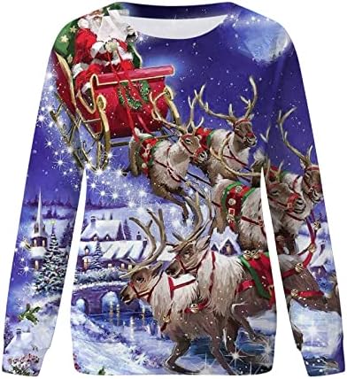 נשים מצחיק חולצות תלבושות פעיל ללבוש חג המולד טרנדי סוודר ארוך שרוול חולצות מתגנדר מגשרי גדול טי
