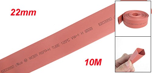 יחס UXCell 2: 1 צינור מתכווץ חום מתכווץ, אורכו 10 מ ', קוטר 22 ממ, אדום