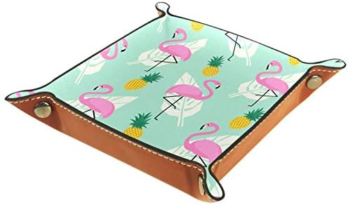 Lyetny Pink Pineapple and Flamingo Workizer מגש אחסון תיבת מיטה ליד מיטה קאדי שולחן עבודה שמור ארנק קופסת ארנק