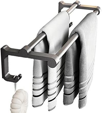 מדפי מדפי מגבות לחדר אמבטיה של KK5 סט - מחזיק מגבות מתקפל עם מוט מגבת ו 9 ווים למארגן חדר מקלחת אחסון אמבטיה