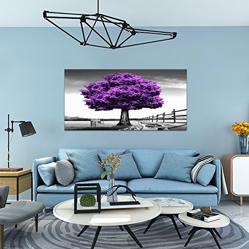 קיר אמנות לסלון נוף סגול עץ בד קיר תפאורה 1 חתיכות איקס 20 איקס 40 מודרני נוף בד יצירות אמנות עכשווי