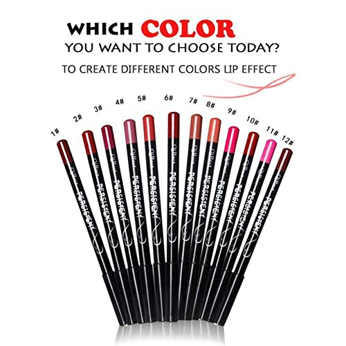 12 צבעים מצהירים רב תפקודי ליפלינר עיפרון צבעוני שפתיים שנמשך אייליינר עטים קוסמטי איפור מצח שפתיים ארוך מים2612