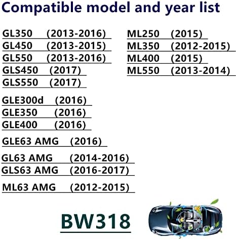 BW318 פילטר אוויר בקתות ל- ML250, ML350, ML400, ML550, ML63 AMG, GL350, GL450, GL550, GLS450, GLS550,