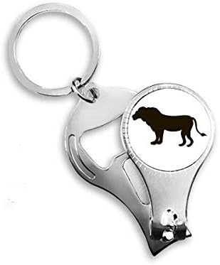 אריה שחור הצגת חיה של חיה ציפורנית ניפר טבעת מפתח שרשרת מפתח בקבוקי בקבוק קוצץ