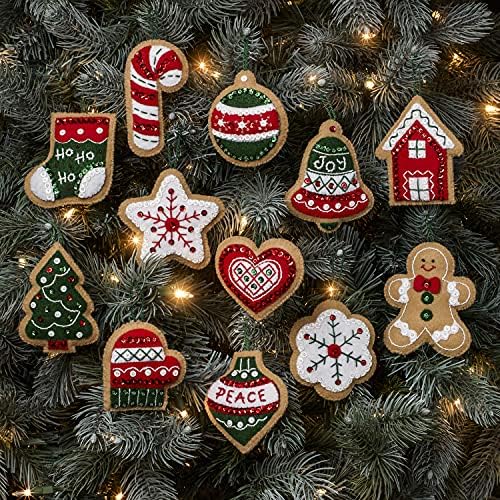 ערכת קישוט חג המולד של בוצ ' ילה, סט זנגוויל סנטה של 12 ערכת קישוט אפליקצית לבד, אספקת מלאכה מושלמת