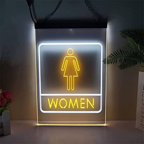 DVTEL נשים שירותים ניאון שלט LED דוגמנות אור אור אותיות זוהרות שלט לוח אקרילי ניאון אור דקורטיבי, 30x40 סמ.