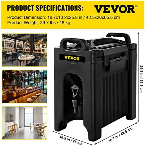 מתקן משקאות מבודד VEVOR 2 PCS, 10 GAL, שרת משקאות עם קירות כפולים עם שכבת בידוד PU, מתקן משקאות חמים וקרים עם