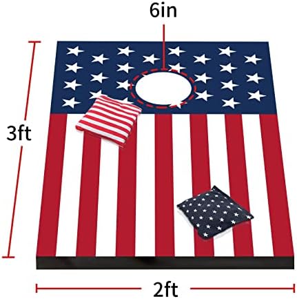 סט דגל אמריקאי של נטורק סט קלאסי חור תירס - כולל 2 לוחות חור תירס בגודל ויסות, 8 תיקים שעועית מזג אוויר ומארז
