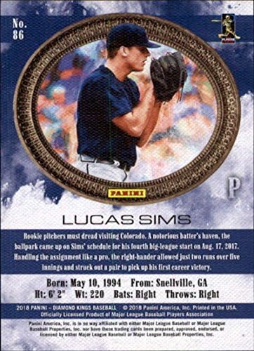 2018 Panini Diamond Kings 86 Lucas Sims Atlanta Braves Card
