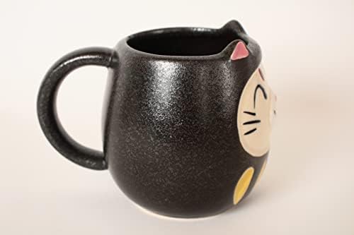 מינו כלי חרס יפני ספל ספל דארומה חתול מיוצר ביפן CPM021
