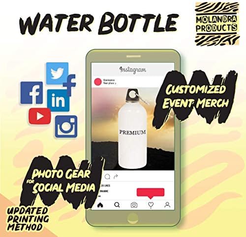 מוצרי Molandra Antbird - 20oz hashtag בקבוק מים לבנים נירוסטה עם קרבינר, לבן