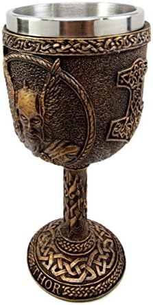 אברוס הנורדית מיתולוגיה אדיר ת ' ור אלוהים של רעם אסגרד נסיך עם מיולניר 7 עוז שרף יין גביע גביע עם נירוסטה אניה