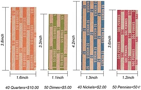 מטבע עטיפות מגוון 500 שטוח הפשיט מטבע רול עטיפות עבור כל מטבעות כולל 200 רבעון עטיפות 100 כל של אגורה, ניקל, אגורה