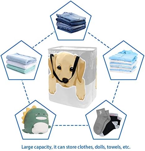 הדפסת גור כלבים סל כביסה מתקפל, סלי כביסה עמידים למים 60 ליטר אחסון צעצועי כביסה לחדר שינה בחדר האמבטיה במעונות