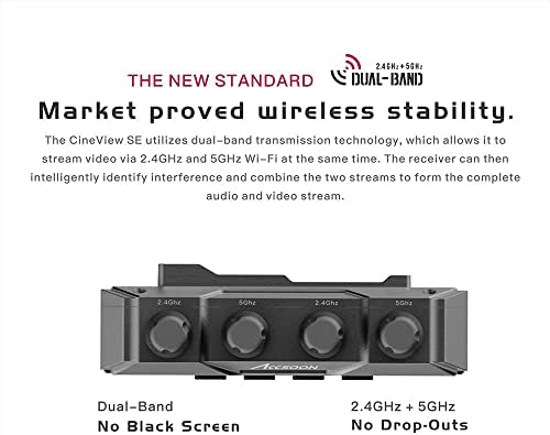 Accsoon Cineview Wit04-SE העברת וידאו הובלה כפולה-להקה SDI ו- HDMI משדר אלחוטי ומקלט 1200ft טווח עד 4 התקני צג