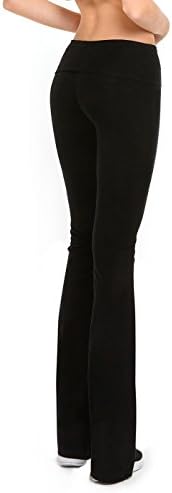 גילבינס נשים מתקפל-מעל המותניים מתערבות כותנה נמתחת מכנסי יוגה עם רגל רחבה 2 חבילה