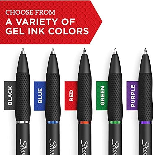 עטים של Sharpie S-Gel Gel, נקודה נועזת, עט ג'ל דיו כחול, 12 Count & Sharpie S-Gel, עטים ג'ל, נקודה בינונית,