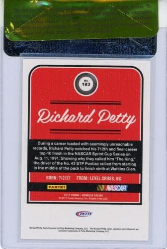 ריצ'רד פטי חתום על חתימה משנת 2017 Panini Donruss Card מכוסה בקט - כרטיסי NASCAR עם חתימה