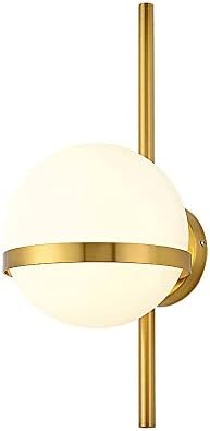 מודרני סאטן זהב חצי סומק הר קיר מנורת גלוב קיר אור קבועה, תאורת מנורת עם לבן כדור זכוכית צל עבור שינה