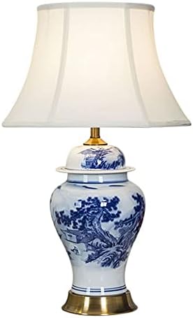 USMJQVZ 24.8 מנורת שולחן כחול לבן קלאסי סיני קלאסי מסור