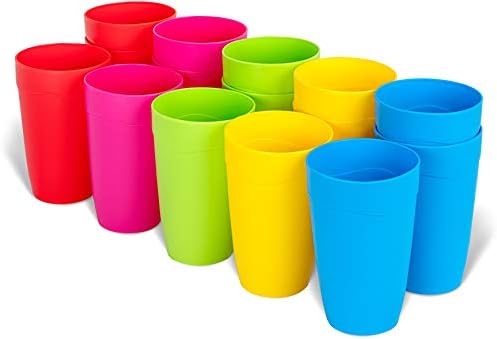 כוסות לילדים פלסקידי סט של 15 ילדים כוסות פלסטיק לשימוש חוזר - 15 גרם כוסות שתייה לילדים - BPA חינם מדיח כלים